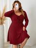 Pesquisa e desenvolvimento independentes da Amazon Europa e Estados Unidos, novo vestido plus size, vestido com gola quadrada, saia de manga comprida transfronteiriça para mulheres