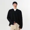 Sudadera con Capucha de Punto Waffle Americano Falso Dos Piezas Cuello en V para Hombre Primavera Tendencia Sensación de Alta Gama Diseño de Capa Base en Capas Camiseta de Manga Larga