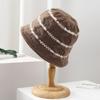 Chapéu de balde de malha de lã para as mulheres outono e inverno estilo coreano quente all-match cúpula chapéu da bacia listrado chapéu de pescador all-match moda