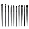Conjunto de 10 pincéis de sombra de cerdas macias para maquiagem dos olhos, esfumar e aplicação de delineador, pincéis pequenos de detalhe para os olhos