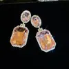 Brincos pingente de losango com franja cravejados de diamantes em agulha de prata transfronteiriços europeus e americanos, brincos requintados e modernos, brincos versáteis e estilosos para atacado