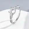 Anel Cruzado Minimalista Estilo Ins S925 Prata Esterlina Completa 6.2mm Cravação Vazia DIY Moissanita de Um Quilate Transmissão ao Vivo