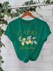 Playera de Algodón Puro Verano Europeo y Americano Manga Corta Cuello Redondo Exportación Transfronteriza Estampado de Patrón Americano Camiseta de Mujer Fábrica de Exportación
