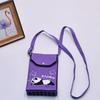 Bolso para teléfono móvil de estilo coreano con diseño de panda pequeño, bandolera de punto, bolso de mano con solapa, bolso informal para salir