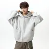 Chamarra Sudadera con Capucha Oversize de Doble Cremallera Estilo Americano Cleanfi para Hombre, Tallas Grandes, Ropa Exterior Informal de Primavera/Otoño