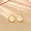 Brincos Minimalistas em Formato de Gota com Pedra Olho de Gato, Moda de Alto Padrão, Temperamento Fresco e Doce, Joias Elegantes, Acessórios da Moda