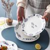 Plato nórdico de cerámica pintado a mano para el hogar, plato hondo, plato para restaurante, plato occidental, plato para desayuno, plato para fruta, plato para bistec, plato ins