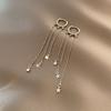 Pendientes largos con borlas de amor de Corea del Sur con aguja de plata 925 para mujer, pendientes de perlas con personalidad retro roja de red y temperamento, venta al por mayor