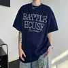 Camiseta de Manga Corta con Letras de Perlas Estilo Retro Americano 2025 para Hombres y Mujeres Verano Pareja Tendencia Nacional High Street Holgada de Media Manga