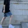 Shorts Jeans para Mulheres, Novo Estilo Verão 2021, Cintura Alta, Afinando, Modelo A-Line, Perna Larga, Cinco Pontos, Popular Online