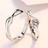 Anillo de Pareja Entrelazado de Estilo Coreano de Venta Caliente para Hombre y Mujer Lujo Ligero Boda Platino Plateado Beso de Ángel Anillo Hueco Entrelazado