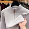 Camiseta gruesa de cuello alto para hombre con forro polar para comercio exterior transfronterizo, sudadera casual de negocios para hombre con media cremallera al por mayor