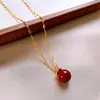 Collar con Colgante de Caballo Rojo de la Fortuna de Año Nuevo, Cadena para Clavícula de Lujo Ligero de Nicho, Accesorio de Cuello Versátil Estilo Vintage para Mujer