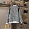 Chaqueta de Moda Estilo Chanel para Hombres y Mujeres, Chaqueta de Béisbol Tejida con Bordado de Puntos para Primavera y Otoño, Estilo Pareja, Top Casual para Hombres