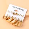 Conjunto de Brincos Metálicos Retrô Conjunto Criativo de Brincos Simples Brincos de Liga Brincos de Pérola Estação Independente Europeia e Americana