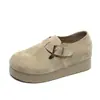 Sapatos Birkenneth Vintage de Nicho Nova Moda Feminina Primavera e Outono Bico Redondo Plataforma Grossa Slip-on Camada Única Sapatos Birkenneth