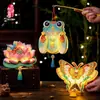 Lanterna de Mão para Crianças para o Festival do Meio Outono 2026 Novo Desenho Animado Kit de Material para Artesanato DIY Infantil Lanterna Estilo Antigo de Coelho
