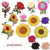 Etiqueta Bordada de Girassol Série Flor de Ameixa Rosa Acessórios para Roupas Acessórios para Bolsas de Sapato Adesivos de Patch Adesivos de Tecido Bordado