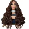Peluca europea y americana para mujer, cabello largo rizado de onda grande color marrón, peluca de fibra química, gorro, fabricantes en stock, venta al por mayor