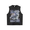 Camiseta de manga corta retro antigua lavada pesada de 260 g para hombres y mujeres, camiseta de media manga holgada de marca callejera de hip hop estadounidense