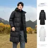 Estilo Luo Tuo Hasta la Rodilla Largo Blanco Pluma de Pato Invierno Engrosado Cálido Resistente al Frío Unisex Chaqueta Abrigo de Plumas Parka