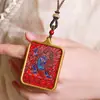 Colgante de Thangka Pintado a Mano de Mano de Buda Cinabrio Collar Protector para Hombres y Mujeres Colgante Portátil Joyería de Xizang Enviado desde la Montaña Jiuhua