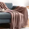 Manta de Punto Acrílico de Color Sólido 2026 Chal para Aire Acondicionado de Dormitorio Manta para Siesta Manta Decorativa Casual para el Pie de la Cama