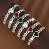 Pulsera de Zirconia Exquisita de Moda con Forma de Corazón de Nuevo Estilo Europeo y Americano, Pulsera de Cobre Puro Versátil Estilo Ins, Joyería al por Mayor