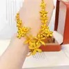 Joyería Chapada en Oro Set de Collar Floral para Boda para Mujeres, Collar de Oro de Tres Piezas Adorno de Compromiso, Colgante de Collar de Oro Imitación para Boda