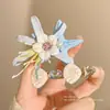 Pinzas de pelo florales de colores estilo coreano, pinzas elegantes y exquisitas para flequillo lateral, pasadores de lazo lindos para niñas
