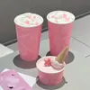 Copo de Papel Rosa da Moda para Sorvete Tigela Descartável para Sorvete Copo Especial para Smoothie Comercial Personalizado