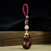 Calabaza de Sándalo Rojo con Incrustaciones de Plata, Colgante de Calabaza Doble Felicidad, Incrustado con Adorno de Llavero de Paz y Alegría, Personalizable