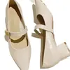 Zapatos Mary Jane Estilo Francés Punta Suave con Falda Zapatos Individuales Mujer 2024 Tacón de Aguja Elegante Suave Albaricoque Tacones Altos