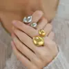 Anillos Versátiles Asimétricos Chapados en Oro de 18K Europeos y Americanos Transfronterizos para Mujer, Anillos Abiertos Vintage de Alta Gama para Mujer al por Mayor