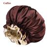 Gorro de dormir elástico de satén de doble capa, de ala ancha, de color liso, para la ducha, de belleza, venta al por mayor, gran oferta transfronteriza
