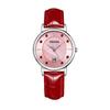 Reloj de mujer Oshga con superficie en polvo, correa de acero macizo, calendario y diamantes rojos. Reloj de cuarzo de moda transfronteriza para mujer.