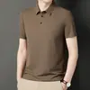 Camisa polo de manga corta para hombres de mediana edad sin costuras papá top de verano verano casual de negocios cuello solapa color liso camiseta