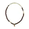 Pulsera de Doble Círculo de Madera de Águila Verde y Jade Hetian con Colgante de Paz de Oro Arena y Accesorios de Calabaza de Jade Hetian