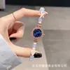 Nuevo y moderno reloj de pulsera con perlas de colores en forma ovalada, estilo de extracción de longitud libremente ajustable para mujer, de cuarzo, exquisito y compacto