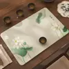 Cerimônia do Chá Novo Estilo Zen Chinês Tapete de Chá à Prova d'Água Estilo Chinês Bandeja de Chá de Alta Qualidade Pano para Bandeja de Chá Bandeira de Chá Tapete de Chá de Secagem Rápida Drenante