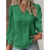 2023 Sitio Independiente Deseo Amazon Otoño Manga Larga Cuello en V Encaje Patchwork Camisa Blusa para Mujer Ropa para Mujer
