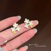 Brincos de Flor com Gotejamento de Óleo Estilo Floresta Primavera e Verão para Mulheres, Brincos Doces e Delicados, Versáteis e Elegantes, Acessórios de Orelha Femininos e Graciosos Atacado