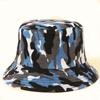 Explosões de e-commerce transfronteiriço chapéu de pescador tela moda masculina e feminina estampado coqueiro chapéu de balde dupla face chapéu de sol para viagem ao ar livre