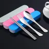 Juego de Cubiertos de Acero Inoxidable al por Mayor con Ala de Pollo, Cuchara Cola de Pez, Tenedor, Palillos y Bolsa de Tela para Huesos, Juego Portátil de 3 Piezas para Regalos Empresariales