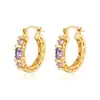 Pendientes de aro con circón recortado, de lujo, accesibles, estilo retro europeo y americano, elegantes, sencillos y versátiles, de alta gama, para mujer.
