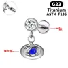 Varilla de Aleación de Titanio F136 Clavo para Hueso del Oído Colgante Estéreo Planeta Tierra Pendientes Bolas de Zirconia Dopamina Pendientes para Niña