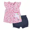 Comercio Exterior Ropa Infantil Verano Nuevo Transfronterizo Al por Mayor Hombres y Mujeres Bebé Manga Corta Pantalones Cortos Camiseta Conjunto de Dos Piezas