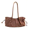 Bolsa de Axila Casual de Nylon Estilo Ins Coreano Feminina 2026 Verão Grande Capacidade Design de Cordão Bolsa de Ombro Único para o Dia a Dia