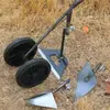 Nova enxada multifuncional três em um de roda dupla para capina e afofamento de solo, enxada para fazer valas, enxada chata para limpeza de terreno, arado triangular