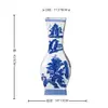 Jarrón de Porcelana Azul y Blanca de Jingdezhen con Motivos Antiguos, Jarrón Hexagonal de Nuevo Estilo Chino, Pie de Decoración para Arreglo Floral de Sala de Estar
